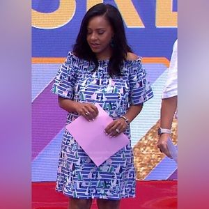 Vineyard Vines Harbor Scene Off the Shoulder Dress Size Medium - Multi-color